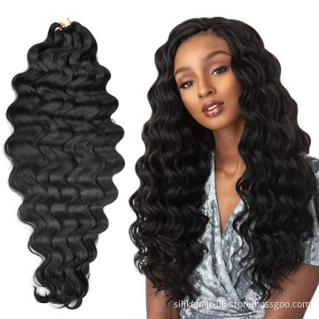 Wholesale Ombre 28 inch Pre-feathered Hybrid Water Wave Braids 3x Body Ocean Wave For Bulk Braiding Synthetic Hair Extensions